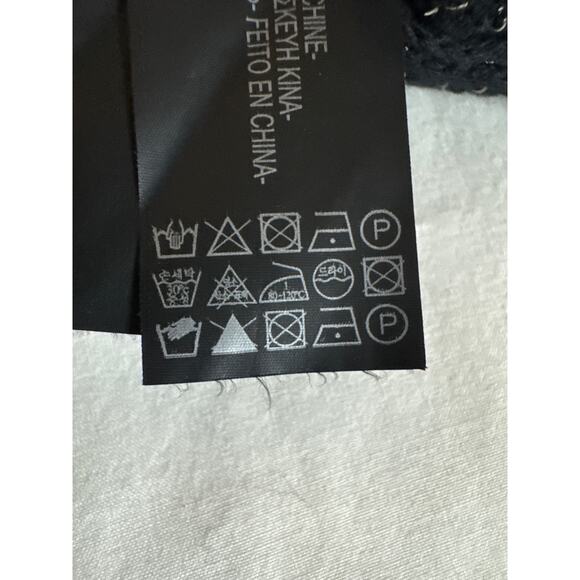 Zara Black Silver Metallic Knit Open Cardigan Size Small Long Pockets Side Slits - Picture 8 of 8